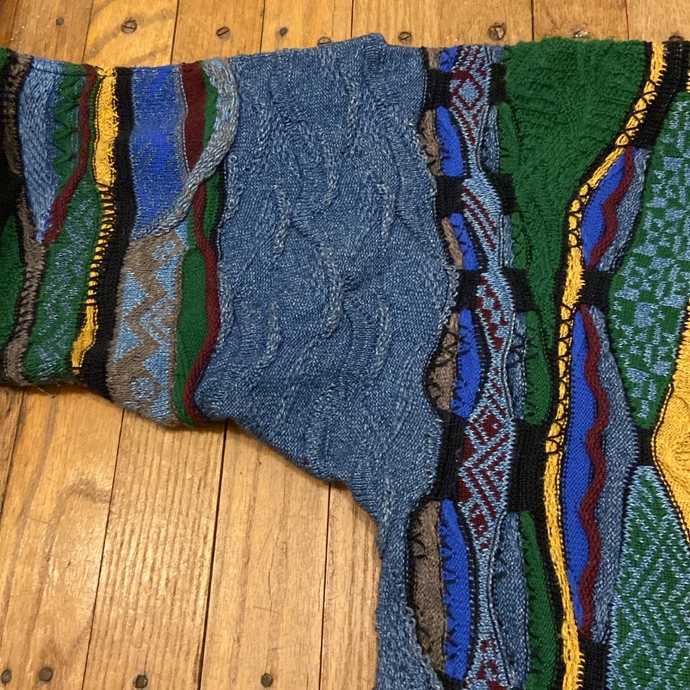 Rare Vintage Coogi 3D Textured Knit Sweater with Suede Detail - Picture 14 of 16